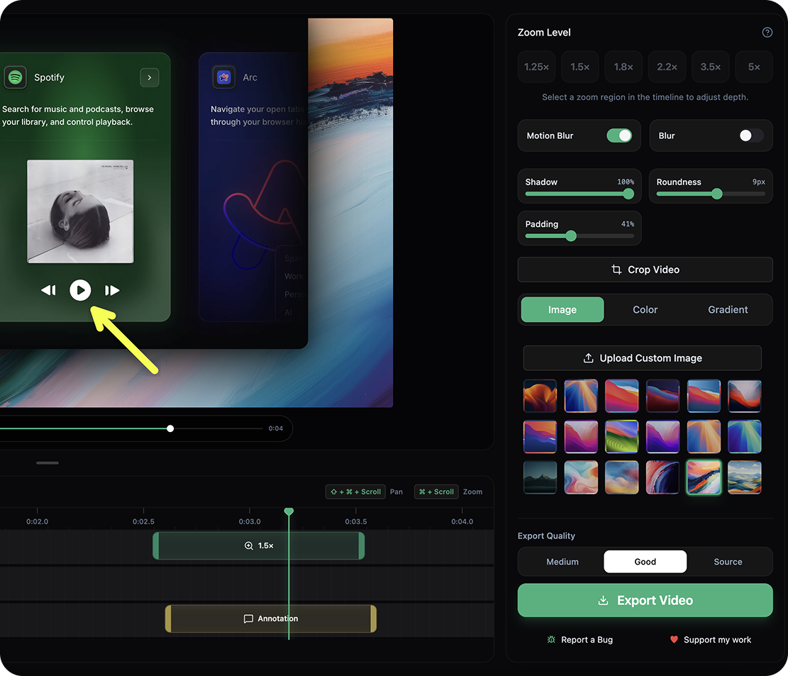 OpenScreen annotation feature with text and arrows